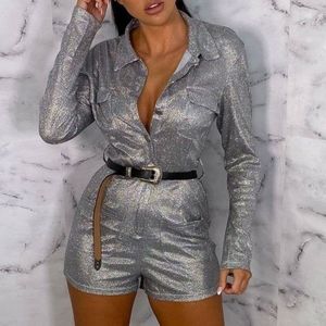 Femme Luxe Silver Glitter Romper XS
